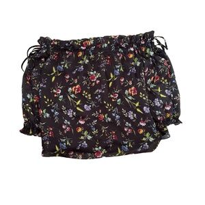 Likely Floral Off-the-Shoulder Blouse Flowy Size 4 Feminine Loose Black